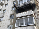 Устранение последствий пожара на фасаде - Промальп 66 Промышленные альпинисты Екатеринбург