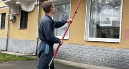 Мытье фасада системой обратного осмоса - Промальп 66 Промышленные альпинисты Екатеринбург